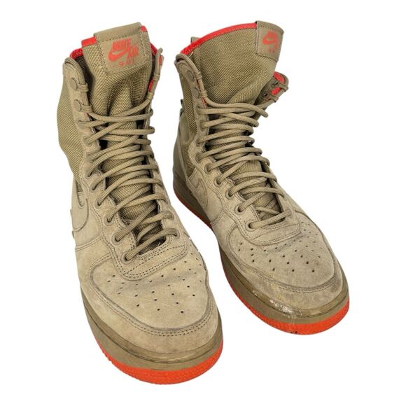NIKE Mens Special Force Af1 Khaki-Rush Coral Sneaker Boots #864024-205 Sz 8 - Picture 2 of 8